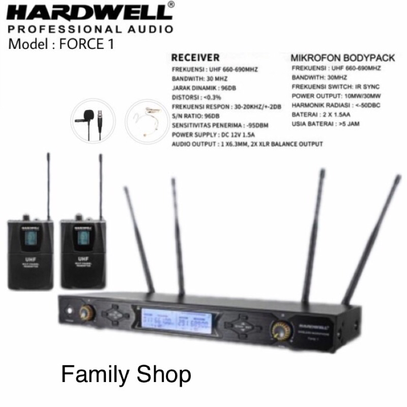 Mic Wireless Hardwell Force1 / Force 1 / 2 Clip on Mic professional