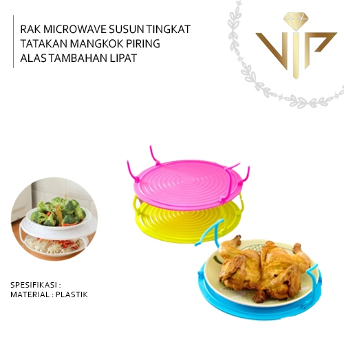 VIP RAK MICROWAVE SUSUN TINGKAT TATAKAN MANGKOK PIRING ALAS TAMBAHAN LIPAT