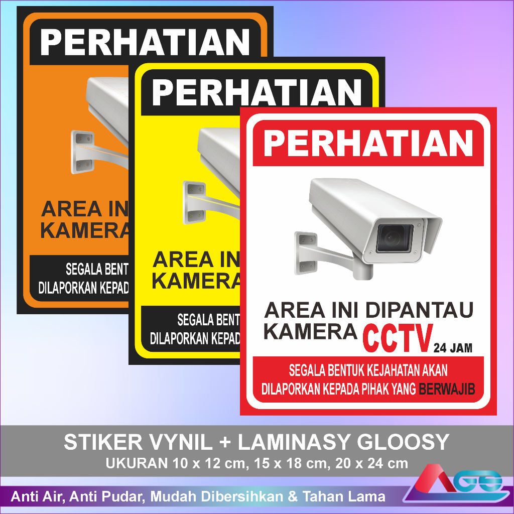 

Stiker CCTV Area Toko 24 Jam Bahan Vynil Laminasy Glossy Sticker Sign Peringatan Anti Maling Stiker Pengaman Rumah Kantor Anti Air