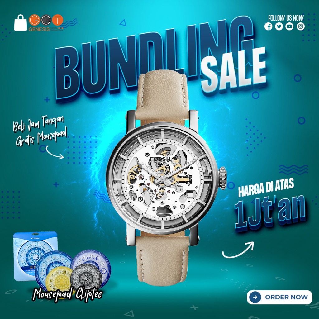 11.11 [DAPATKAN HADIAH] Jam Tangan Wanita Fossil ME3069 Automatic Boyfriend Mechanical Bone Leather 