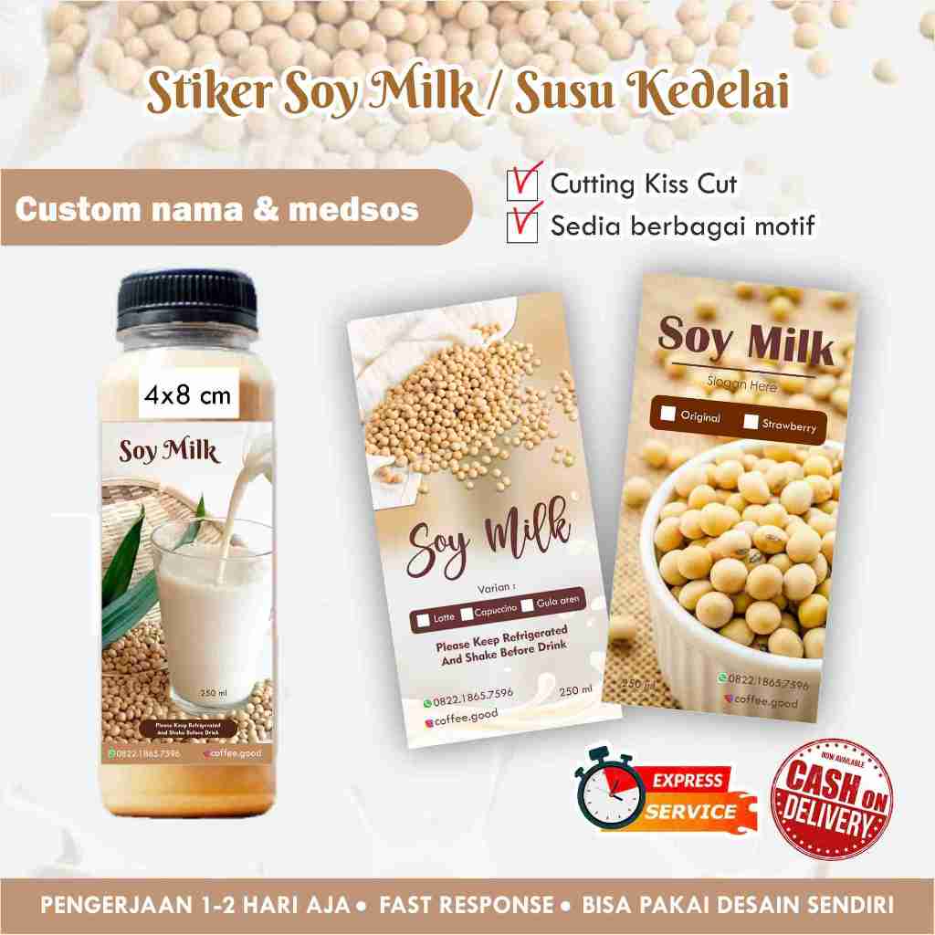 

Stiker minuman Soy Milk / Susu Kedelai cromo / kemasan minuman / kemasan botol