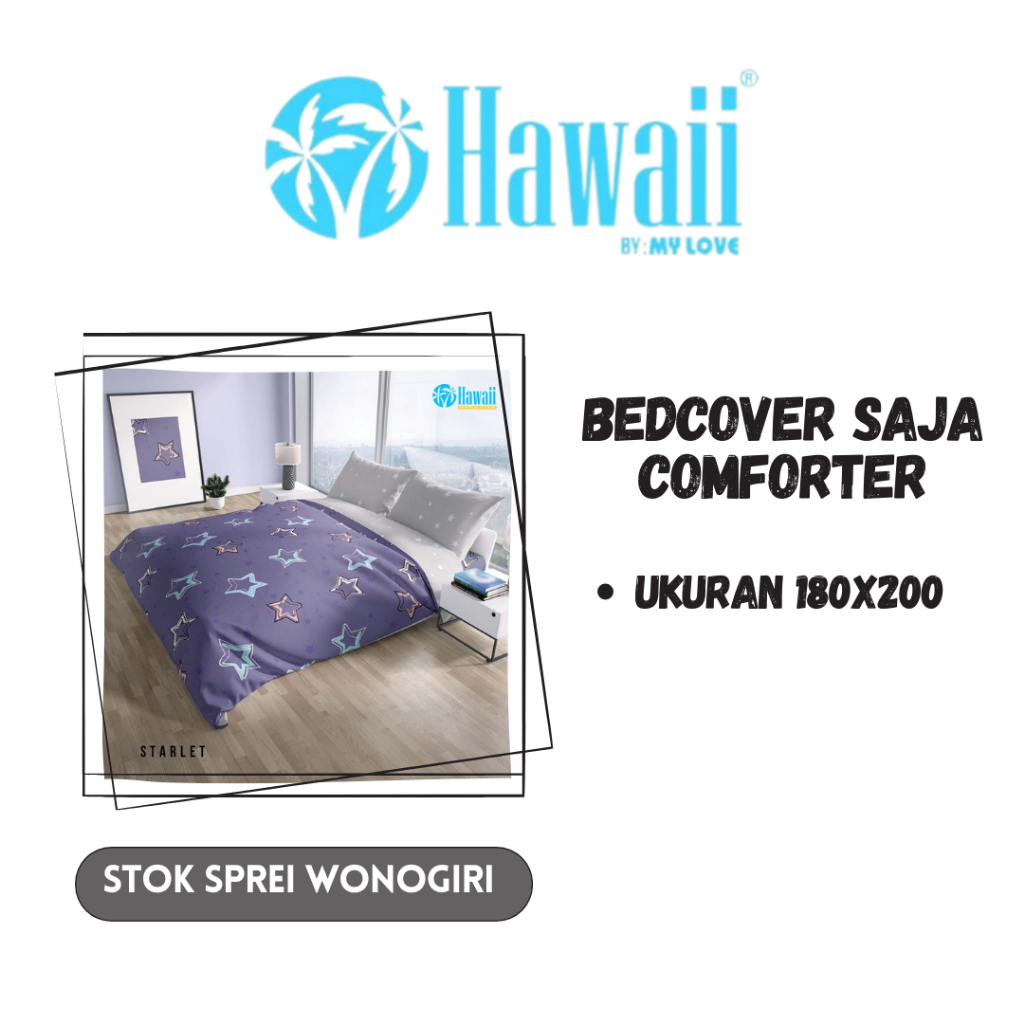 RF Comforter MY LOVE Hawaii Bedcover Saja (tanpa sprei) ukuran 180x200 Motif