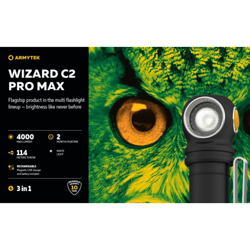 Armytek Wizard C2 Pro Max 4000 Lumen (Cool white/sinar putih) Original Garansi resmi