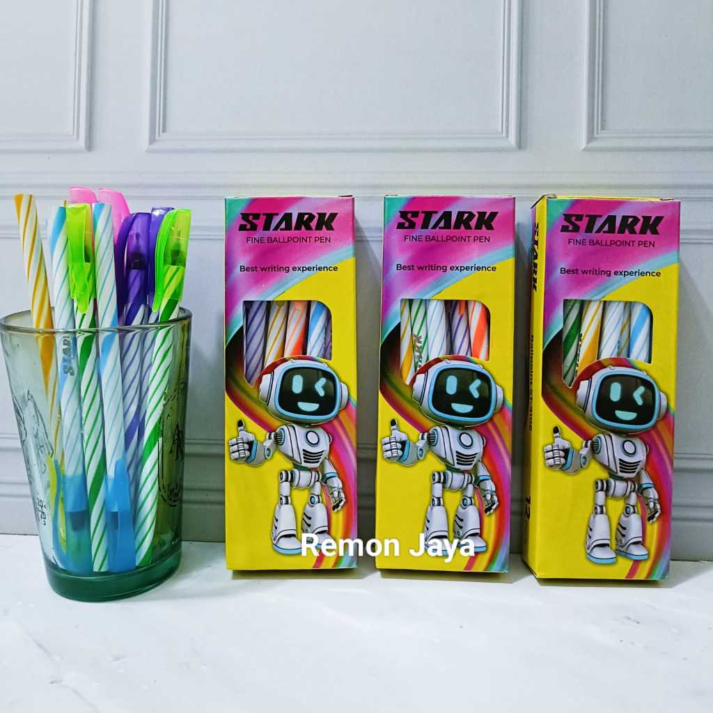 

12 PCS Pen Lilin Stark ST9106 / 12 Pcs Pulpen Ulir Sekolah Kantor Tinta Hitam