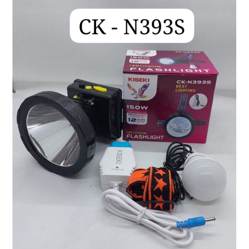 Senter Kepala Kiseki 150Watt CK-N 393 S/Head Lamp Kiseki Body Besar super Terang