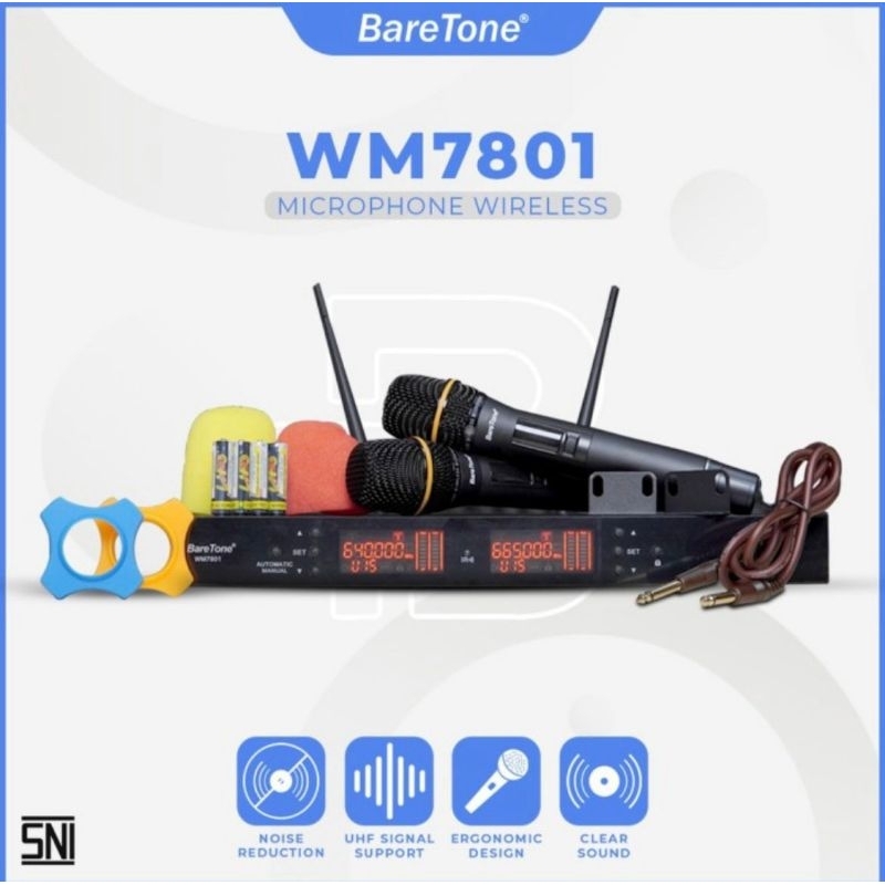 Microphone Wireless BARETONE WM 7801 Mic Original Baretone