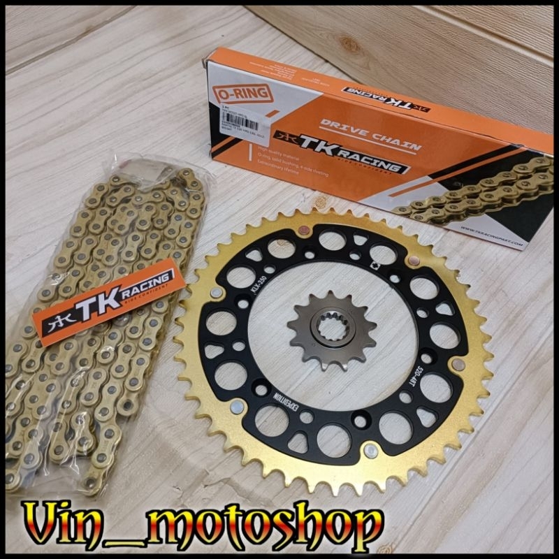 Gear Set 520 KLX 230 / KLX 250 EXPEDITION Aluminium Model ROZ & Rantai TK Racing 520HPO ORING Gold