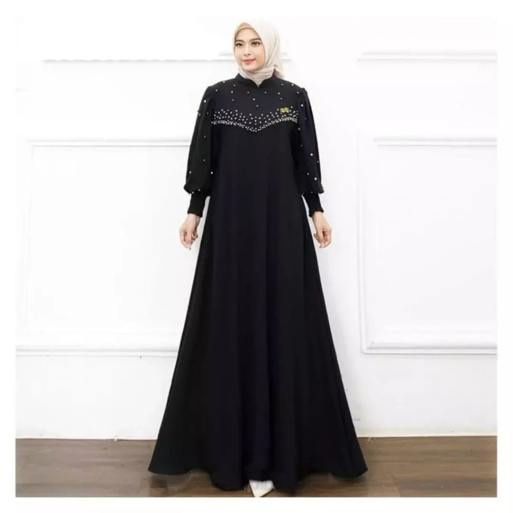Discount Mayra Dress Gamis Crinkle Airflow Premium Jumbo Kondangan Payet Mutiara Mewah Elegan
