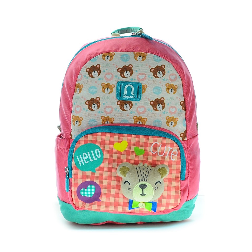 [KIKI} Tas Neosack Hello Bear NA95069 Pink Salem Ungu - ORIGINAL - Tas Ransel Neosack Hello Bear NA9