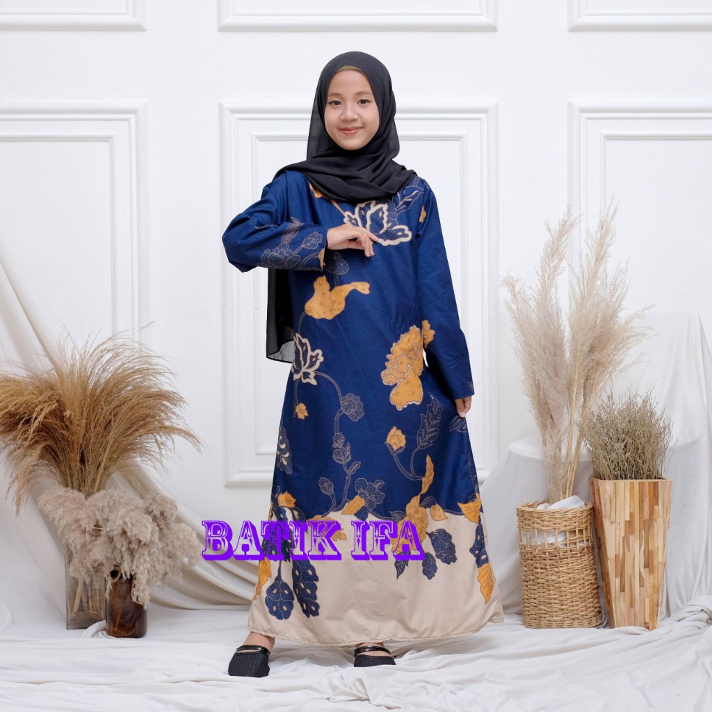 Baju Batik Anak Perempuan Usia 2-12 Tahun - Dress Anak - Gamis Batik Anak - BATIK IFA