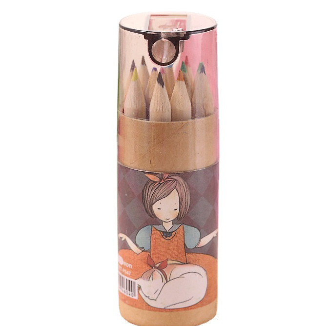 

➳➵✻ [MTOYS] Pensil Warna Motif Lucu dan Imut 1 Set 12 Warna dengan Rautan -JT0006