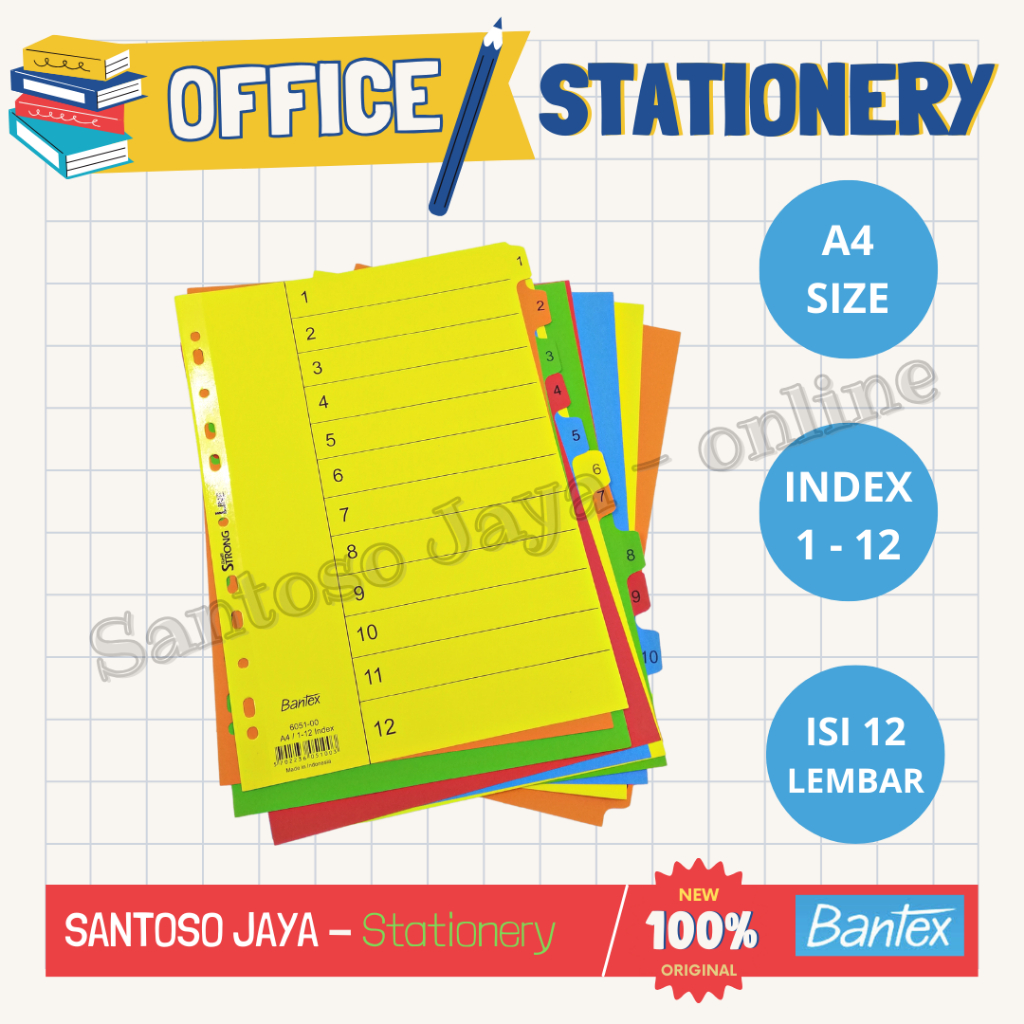 

Divider Odner A4 BANTEX ORDNER - Pembatas A-4 Odner 1-12 Index