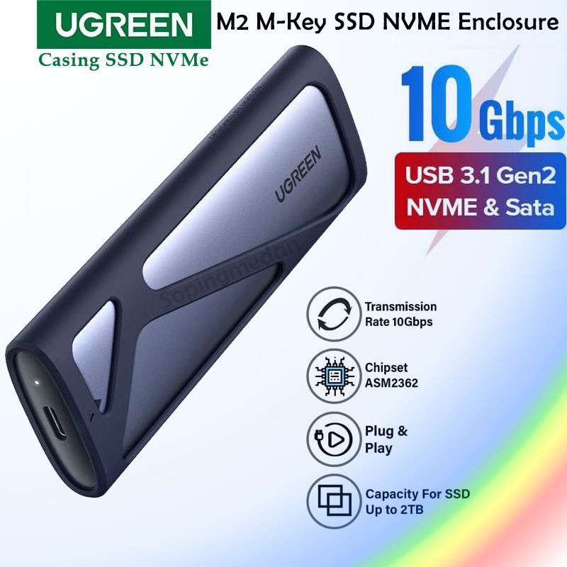 Ugreen SSD NVME M2 M-Key Enclosure Up to 10Gbps Type C