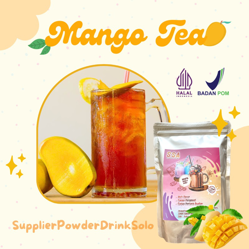 

Mango tea powder drink / bubuk minuman teh buah rasa mangga kemasan 500gr