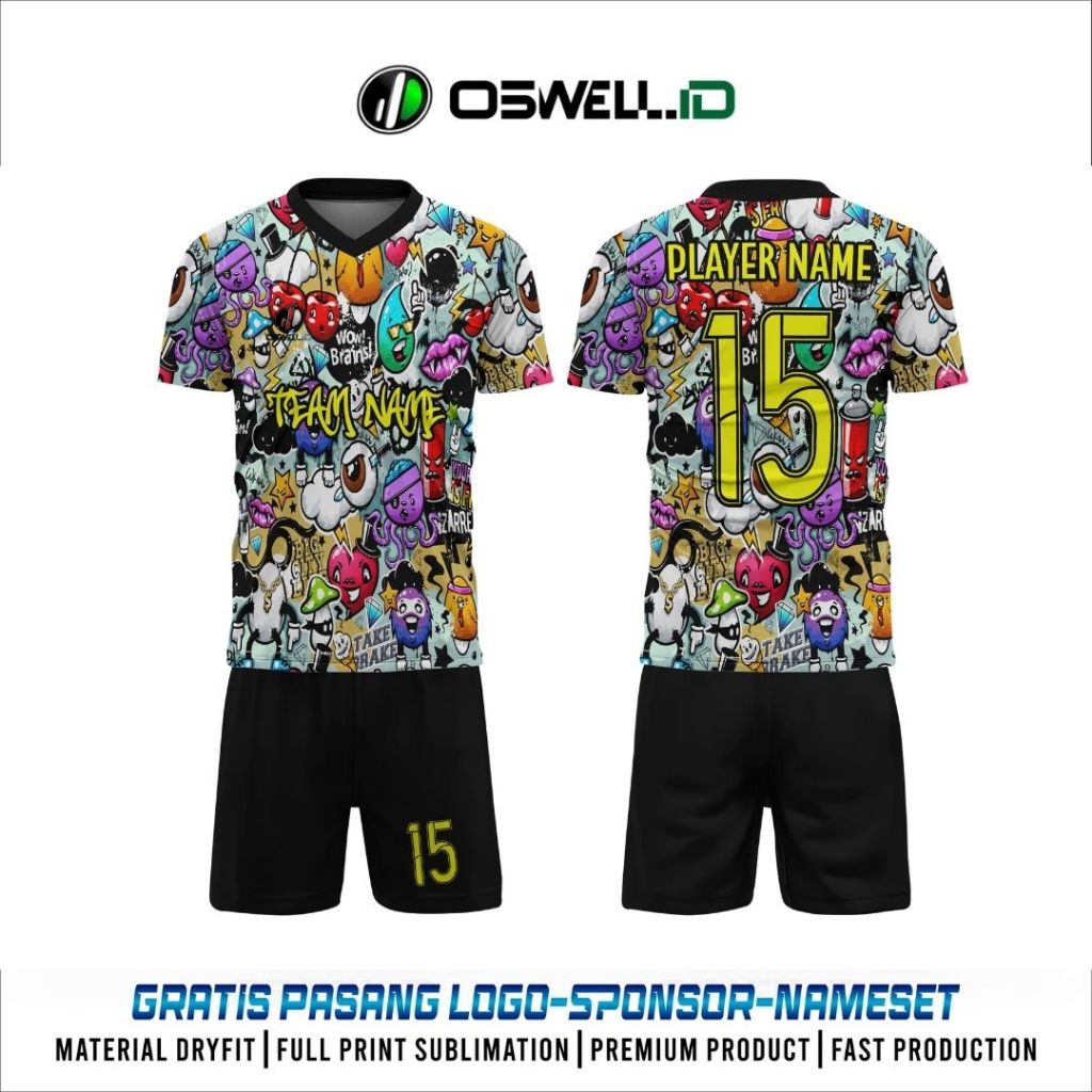 Jersey Anime Futsal dan Sepak Bola Bisa Custom Sendiri Full Printing  [OSWELL - FO OS22]
