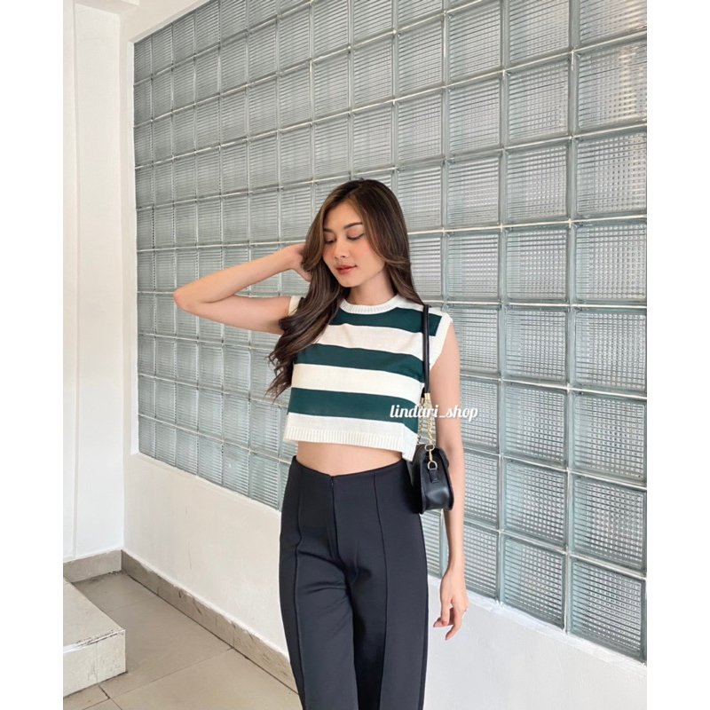 Tanktop Rajut Wanita // Tanktop Motif Wanita Terbaru // Tanktop Garis Garis
