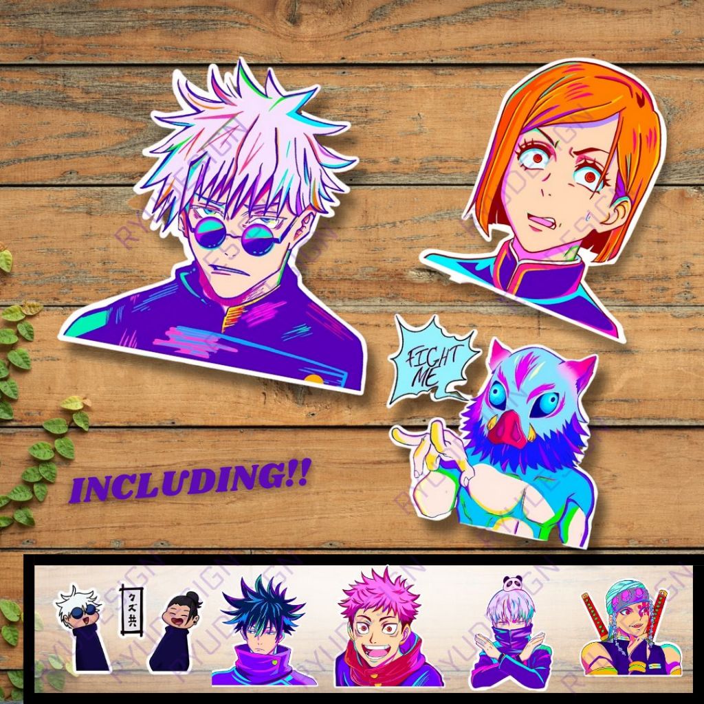 

Stiker Anime Gojo Satoru Jujutsu Kaisen Neon Wave Yuji Itadori Nobara Toge Inosuke Hashibira Demon Slayer Laptop Motor Besar Helm Anti Air