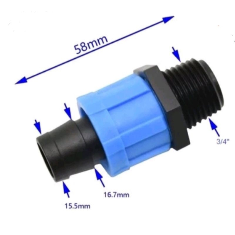 SAMBUNGAN DARI PIPA PVC 3/4 KE SELANG 16 mm DRAT MALE