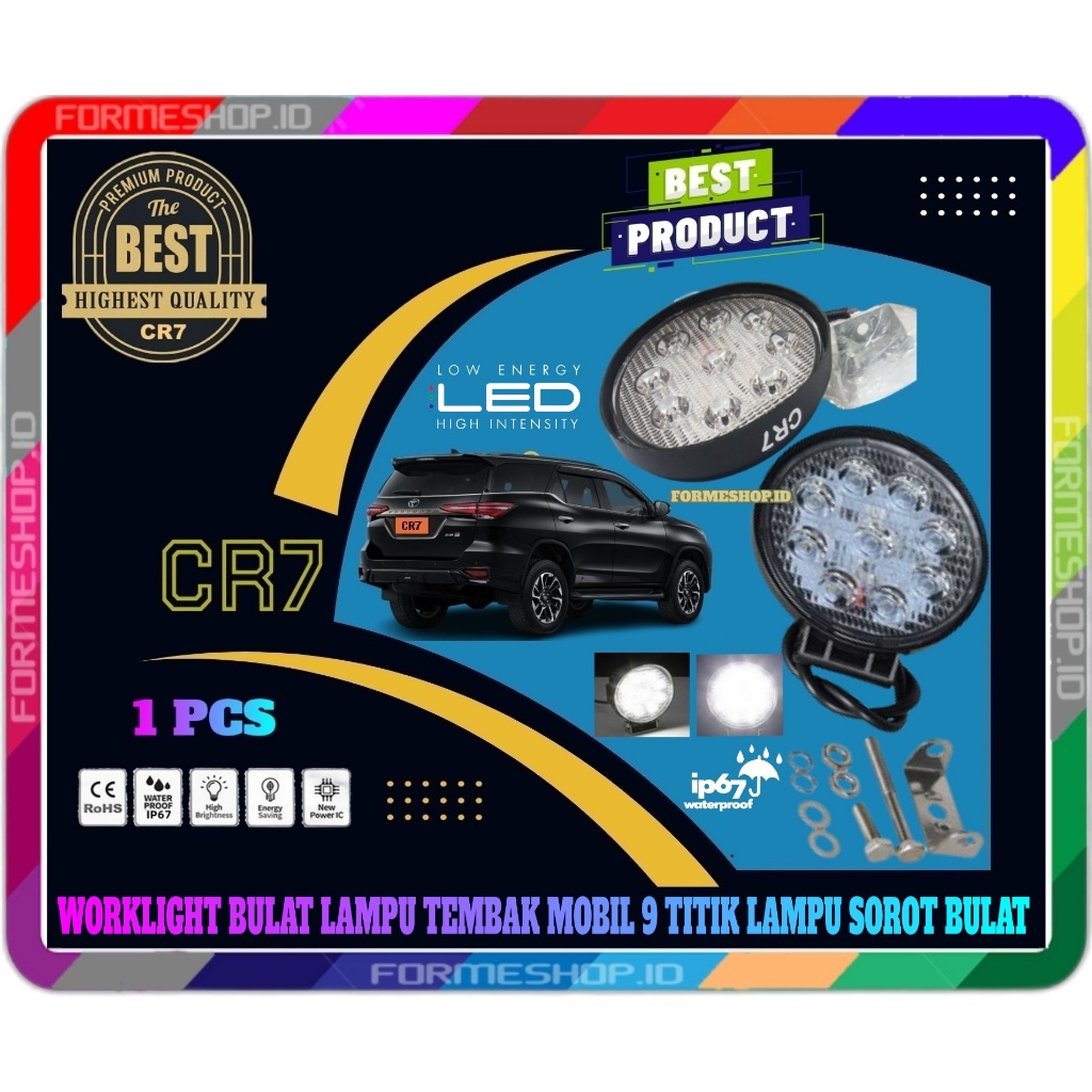 Lampu Led Sorot WORKLIGHT LED Bulat 27 Watt Tembak 9 MATA