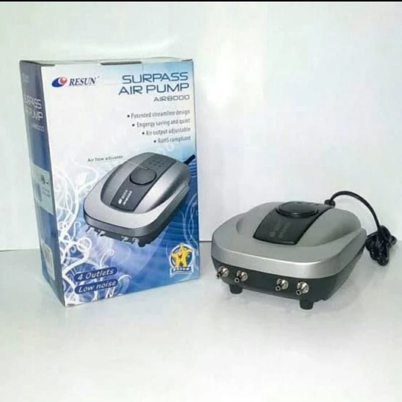 RESUN AIR PUMP AIR 8000 AIR8000 Aerator Pompa Udara 4 lubang