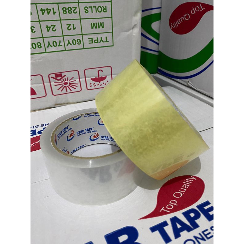 

Lakban Bening 90 yard x 48 mm Star Tape (Per 6 pcs)