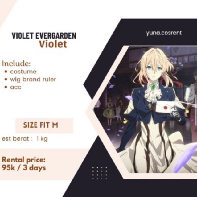 Rental Costume Cosplay Violet Evergarden