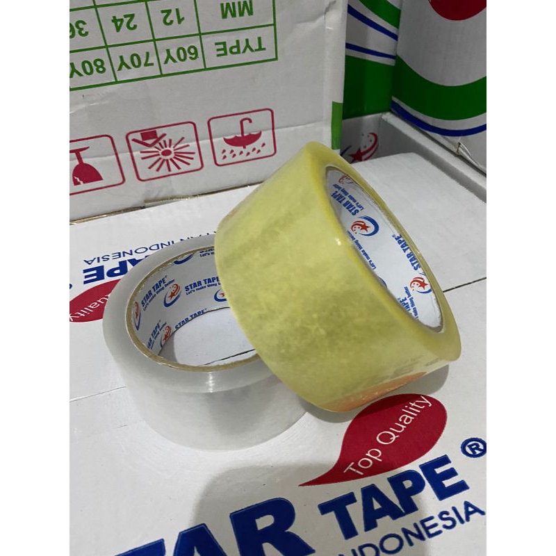 

Lakban Bening 72 yard BC x 45 mm Star Tape (per 6 pcs)