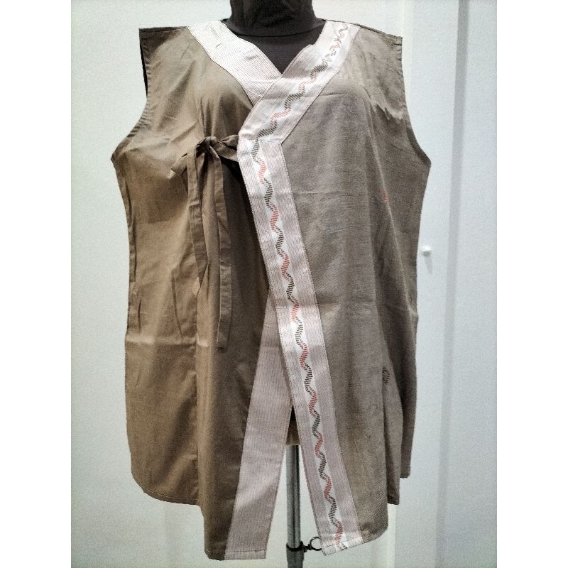Outer Kombinasi TENUN Tanpa Lengan ~Coklat~
