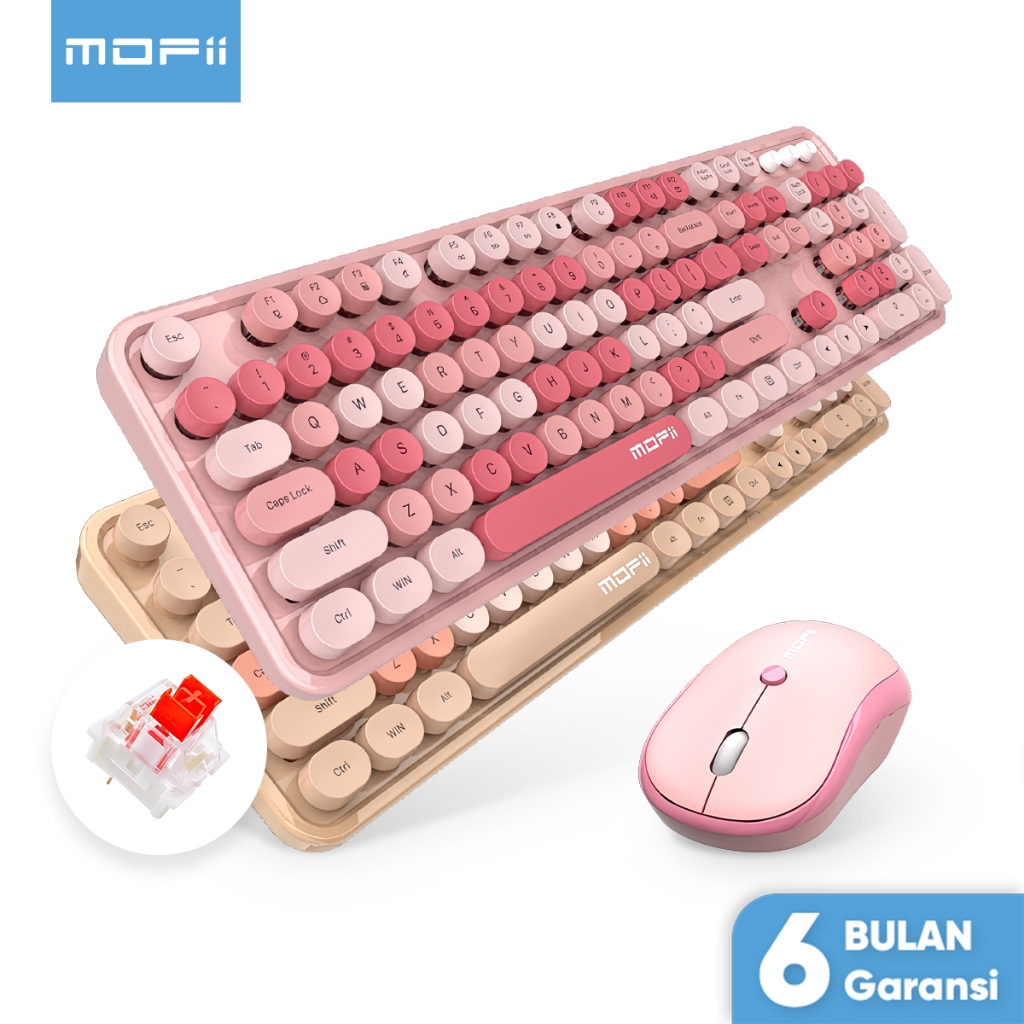 MOFii Mechanical Keyboard Wireless Red Switch Dan Mouse Wireless Set Sweet Plus
