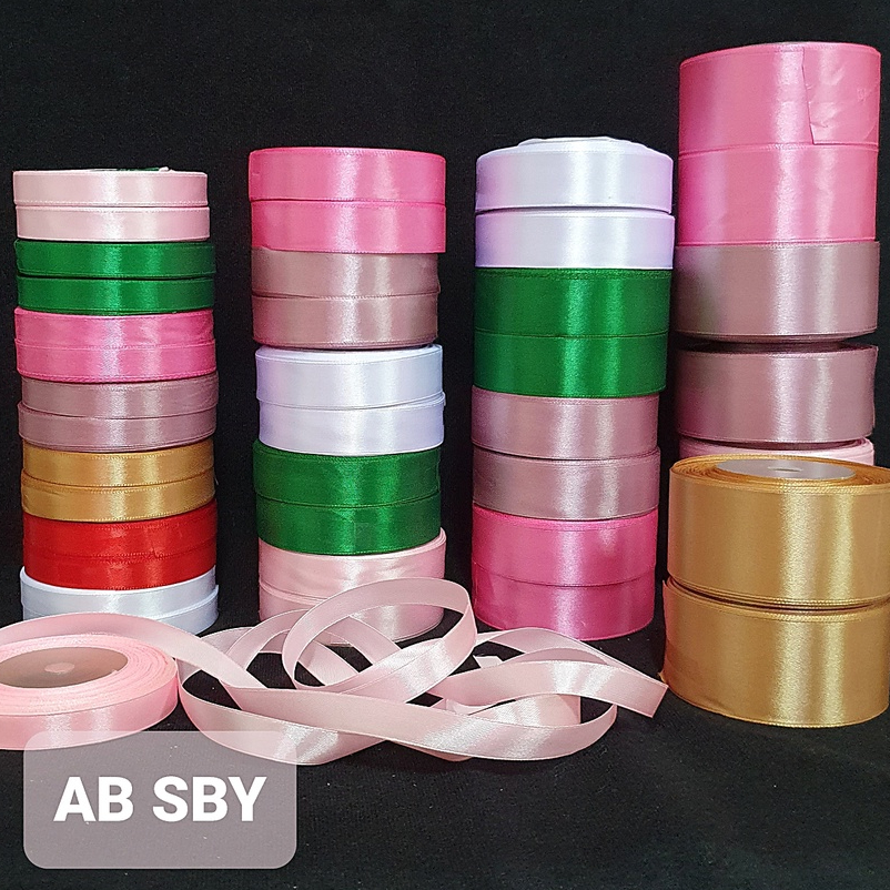 

Pita Satin 1 Inch (2.5 cm) Roll 25 Yard (22 Meter) Premium - Hiasan Kado Buket Dekorasi Craft