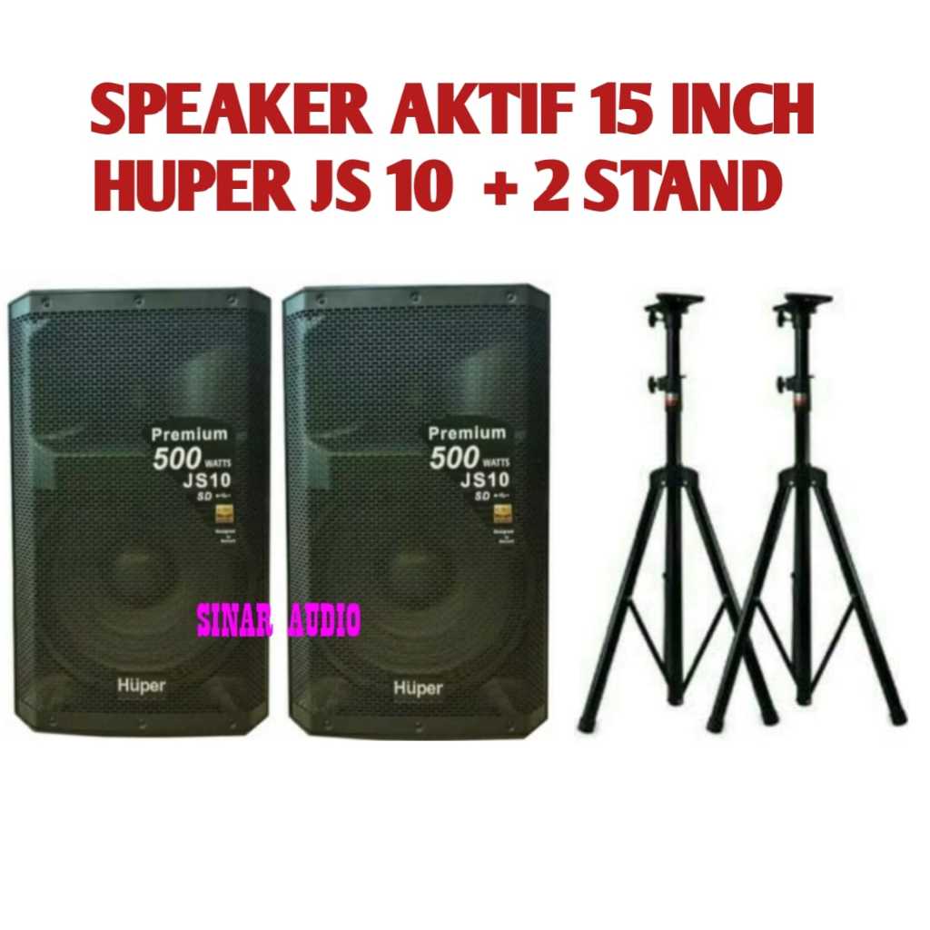 speaker aktif huper premium js10 500 watt huper js10 original plus stand sepasang