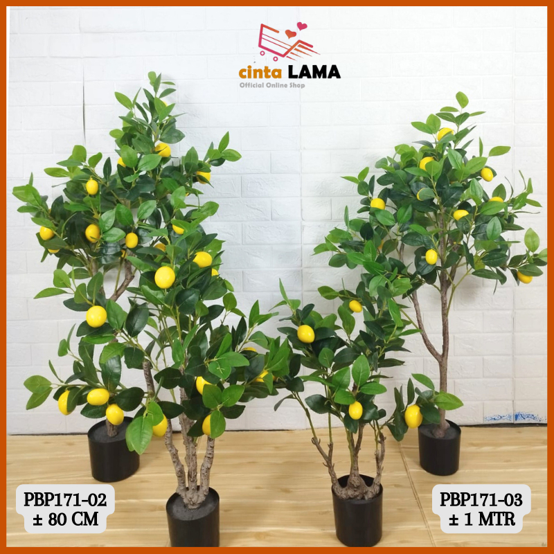 Pohon Buah Lemon Olive Tanaman Hias Plastik Pot Artificial Ornamen Dekorasi Rumah Aesthetic PBP171