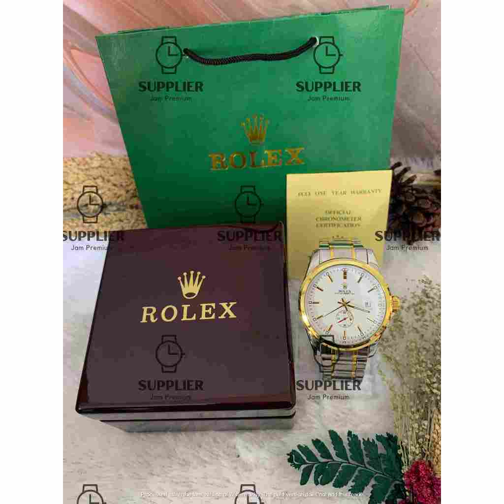 Jam Tangan Pria Rolex Rantai Automatic ( Tanpa Baterai ) Tipe R903 Free Box Kayu, Box, & Paperbag