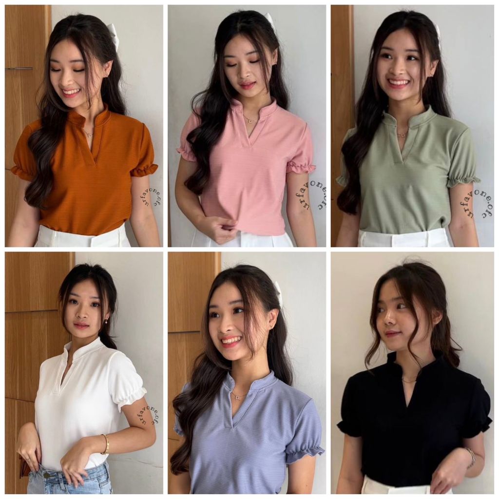 URFAVONE - V Neck Top Baju Atasan Wanita / Cewek Casual Knit korea style