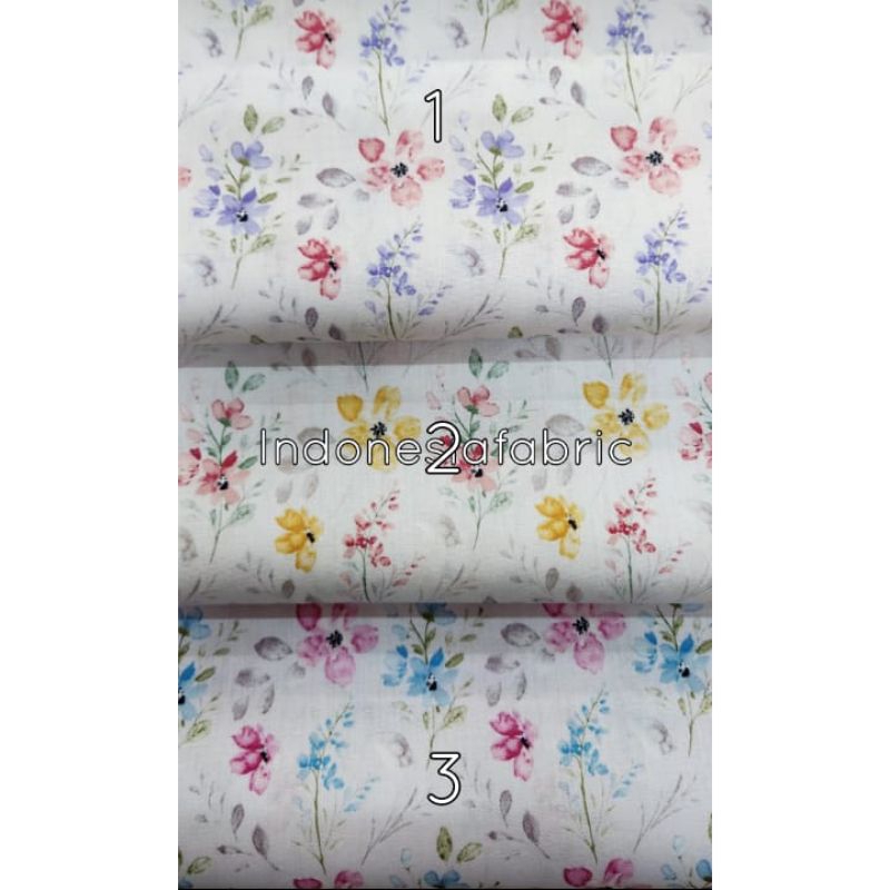 0.5 meter Kain bahan katun Jepang tokai senko motif bunga dasar putih Painting
