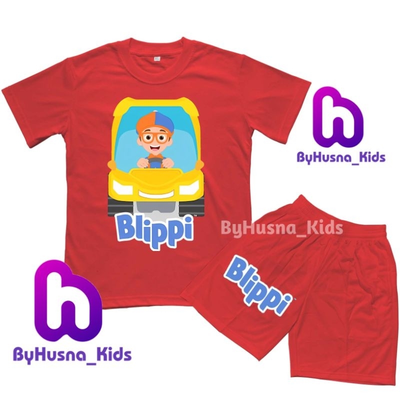 SETELAN BAJU ANAK KAOS ANAK KARAKTER BLIPPI CUSTOM ATASAN ANAK BAHAN PREMIUM Katun Katun