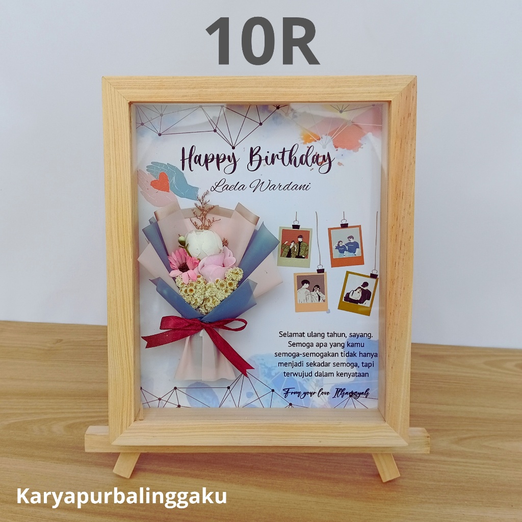 Bingkai Kayu 3D ukuran 10R (25x30) Space 3cm + Kaca Acrylic