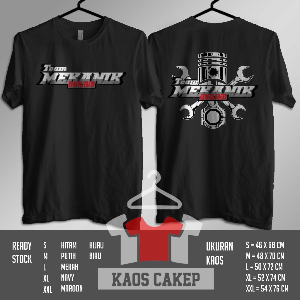 Kaos Mekanik Bengkel TEAM MEKANIK MALAM Baju Otomotif