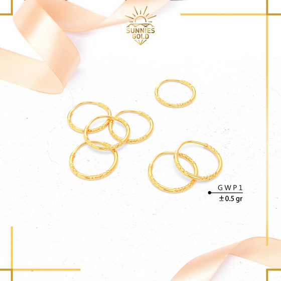 ANTING GIWANG EMAS ASLI KADAR 16K ATAU 700 MODEL BULAT POLOS KLASIK GIPSY EMAS TUA - 70 GWP