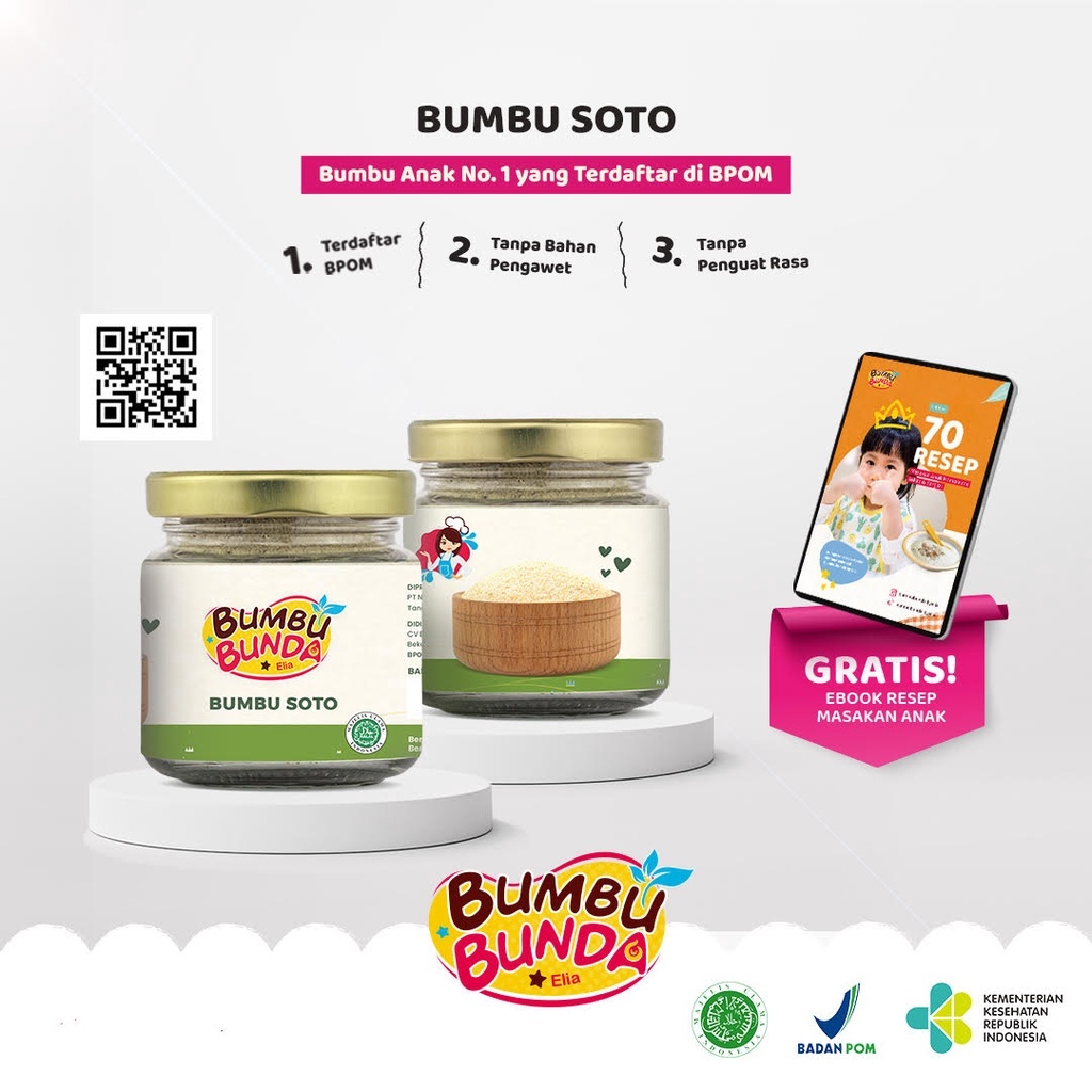 Bumbu Bunda Elia BPOM Bumbu - Non MSG / Bumbu MPASI / Kaldu MPASI / Kaldu Bayi / Bumbu Soto Bumbu Op