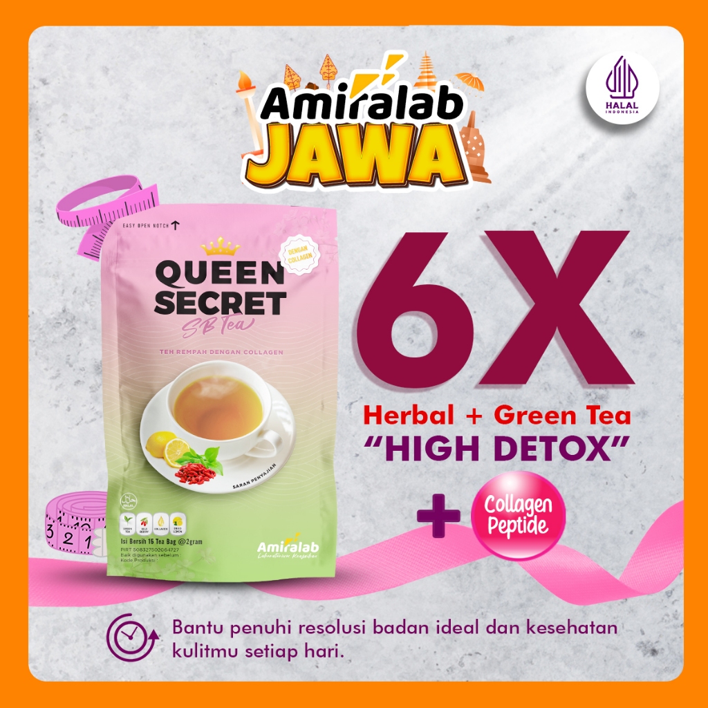 

AMIRALAB QUEEN SECRET SLIMMING BEAUTY TEA Minuman Teh Herbal Glowing 15 Bag