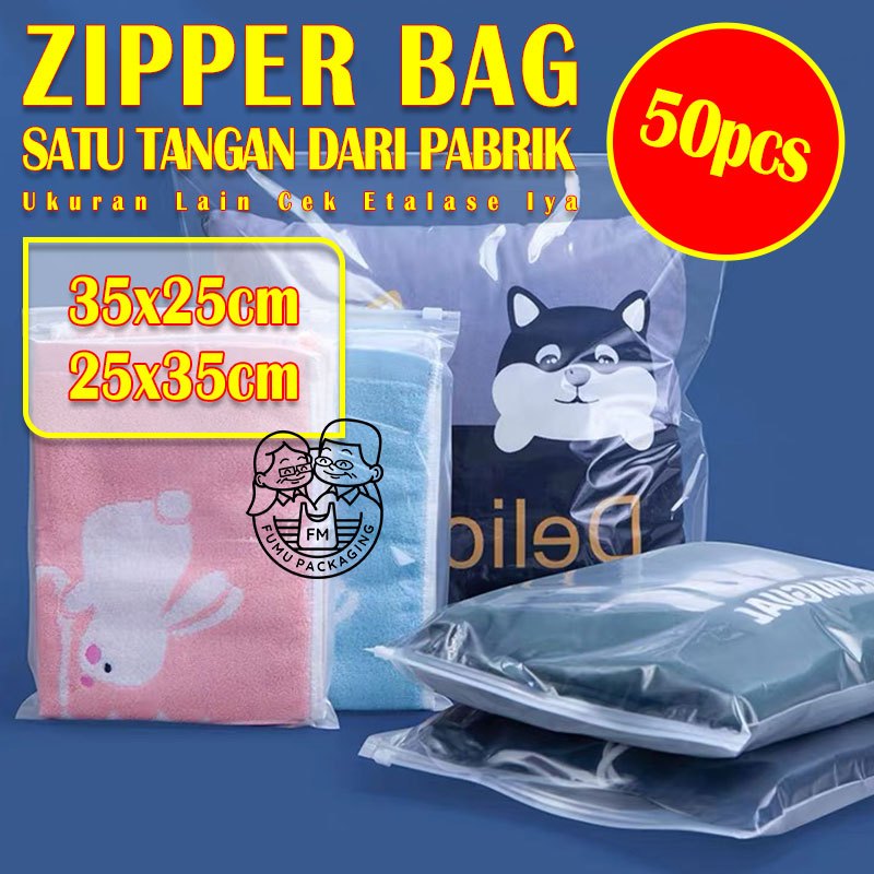 Zipper Bag Storage Travel Pouch Kantong Praktis Serbaguna 35x25cm 25x35cm Isi 50pcs Potrait Landscape Murah Bahan Tebal Portable Waterproof Grosir