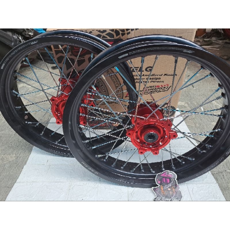 Paket Velg Supermoto Scarlet Original Crf 150l 300/17 350/17 Velg Crf 150 Tromol Forged Scarlet
