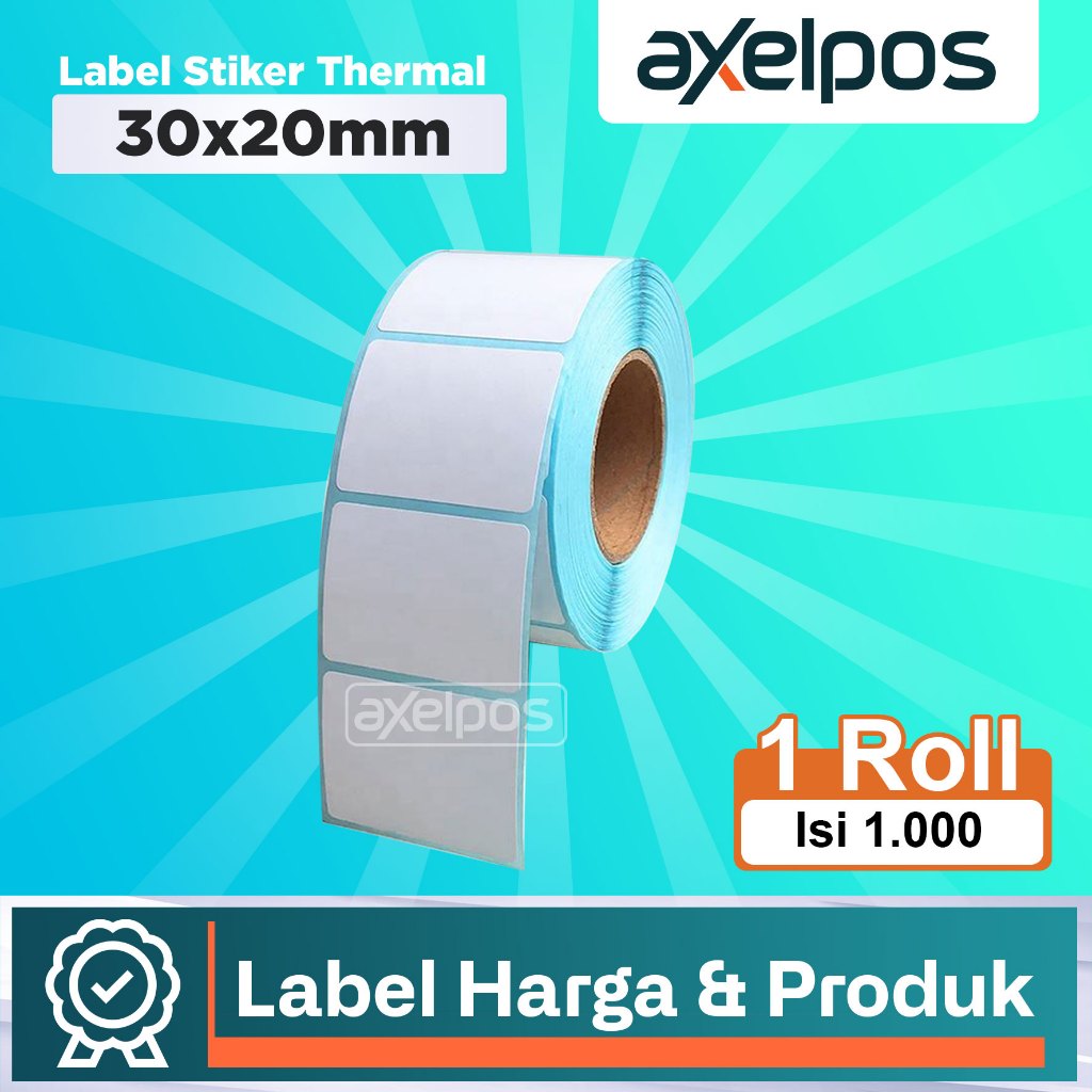 

Axelpos Kertas Label Stiker Thermal Barcode 30x20mm 1 line Isi 1.000 Lembar untuk Label harga dan Label Produk