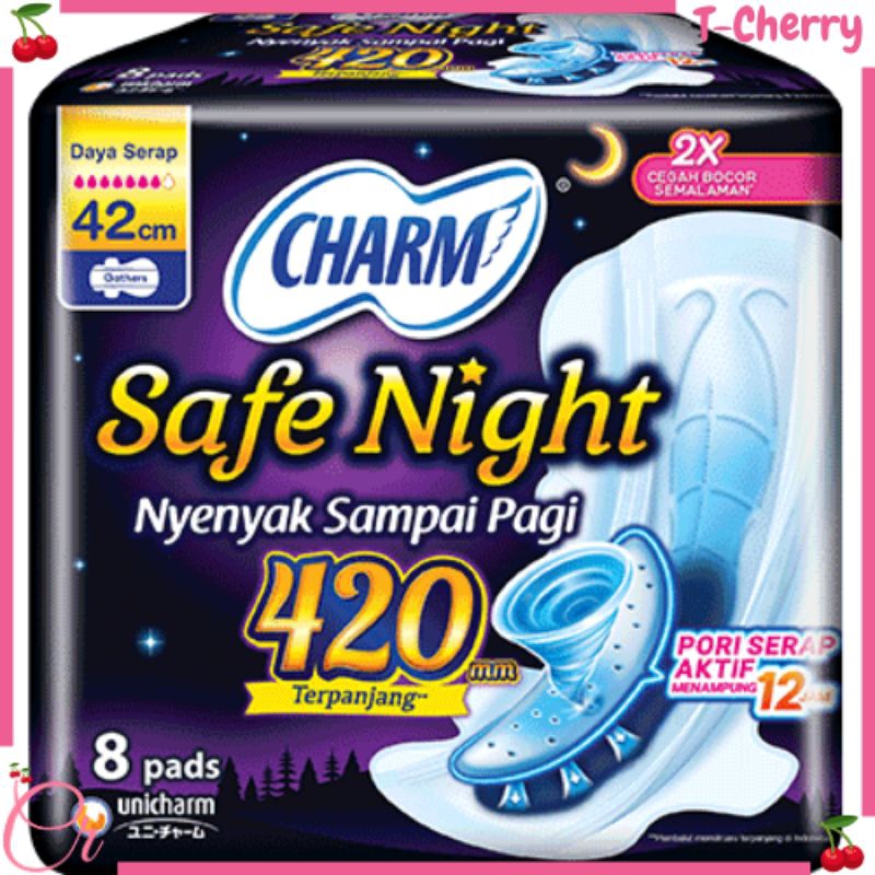 Pembalut Wanita Charm Ukuran 42 Cm Safe Night