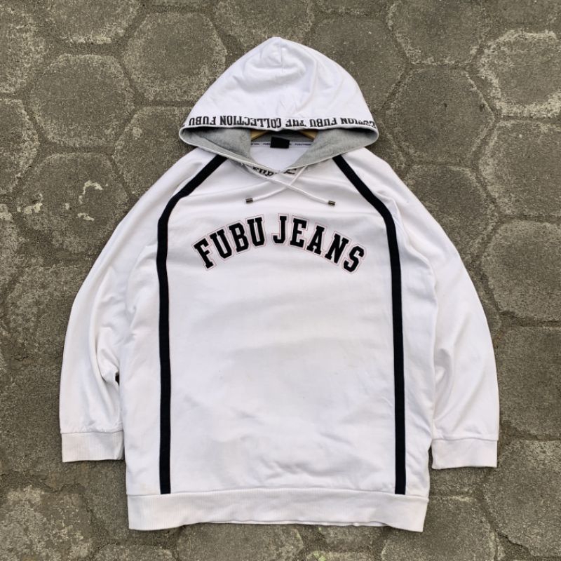 Jaket jumper jemper Hoodie fubu jeans putih big logo #dstt6 original brand asli ori murah