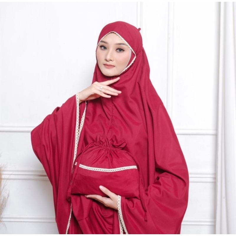 Mukena katun traveling//Mukena Tas serut