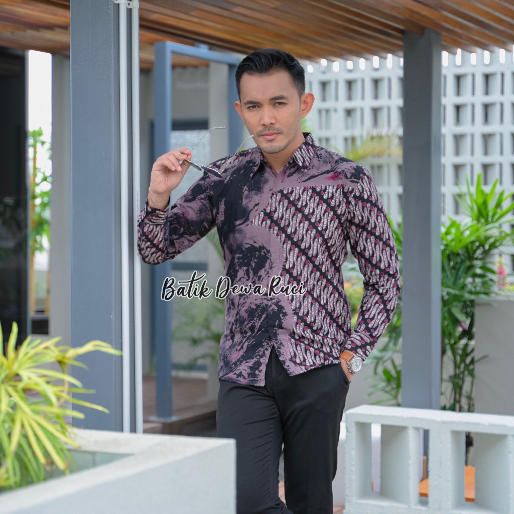 AIRLANGGA Kemeja Batik Pria Slimfit Full Furing Bahan Katun Halus Premium High Quality