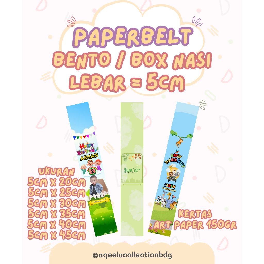 

PAPER BELT / LABEL HAMPERS CUSTOM - ULANG TAHUN DAN TASYAKURAN - LEBAR 5CM