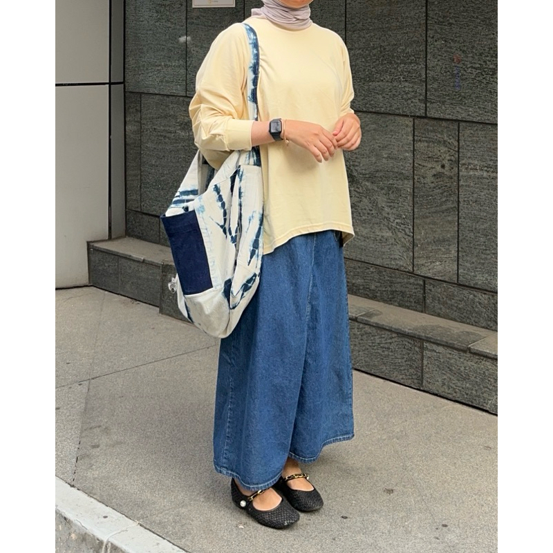 WHYNEUTRALS Rok Denim Panjang Korea A-Line Highwaist